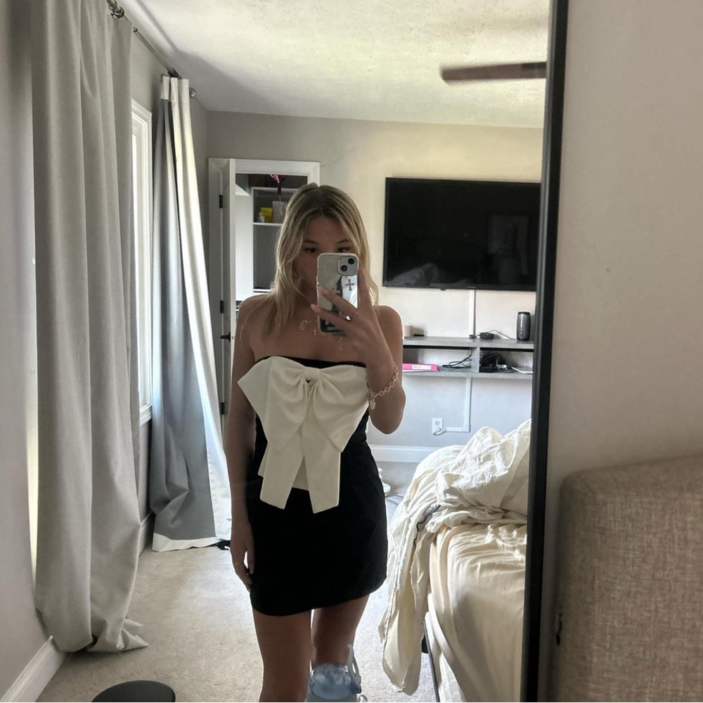 Urban Outfitters Black Dress with White Bow